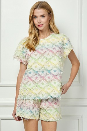 T3839<br/>STAR TEXTURED TOP