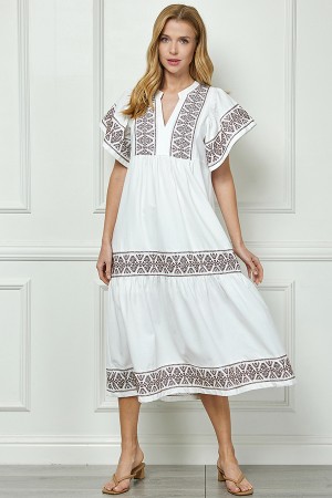 D5728<br/>Embroidery Midi Dress