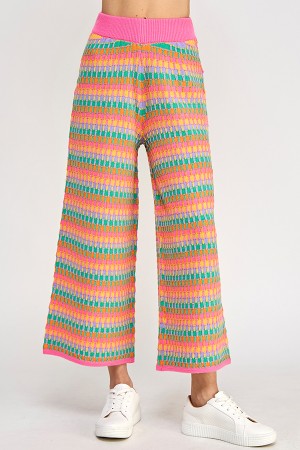 P7248<br/>Colorful Cropped Wide Sweater Pants