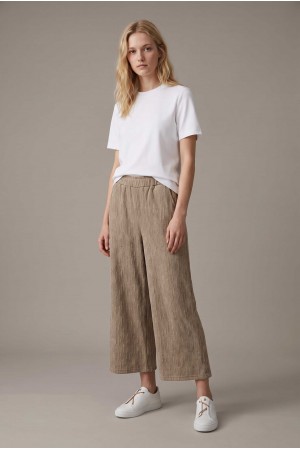 P7615<br/>Textured Cropped Wide-Leg Pants