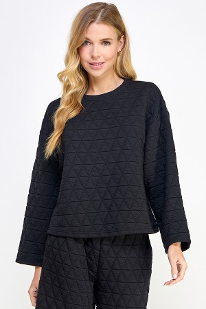 T3561<br/>QUILTED LONG SLEEVE TOP