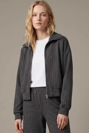 T4417<br/>Pinstripe Zip-Up Jacket